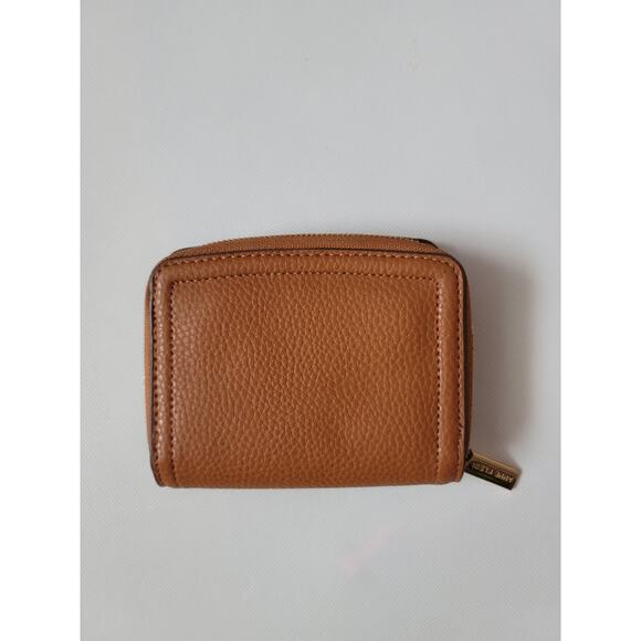 Anne Klein camel color brown tan‎ wallet compact minimalist gold logo - Picture 4 of 4